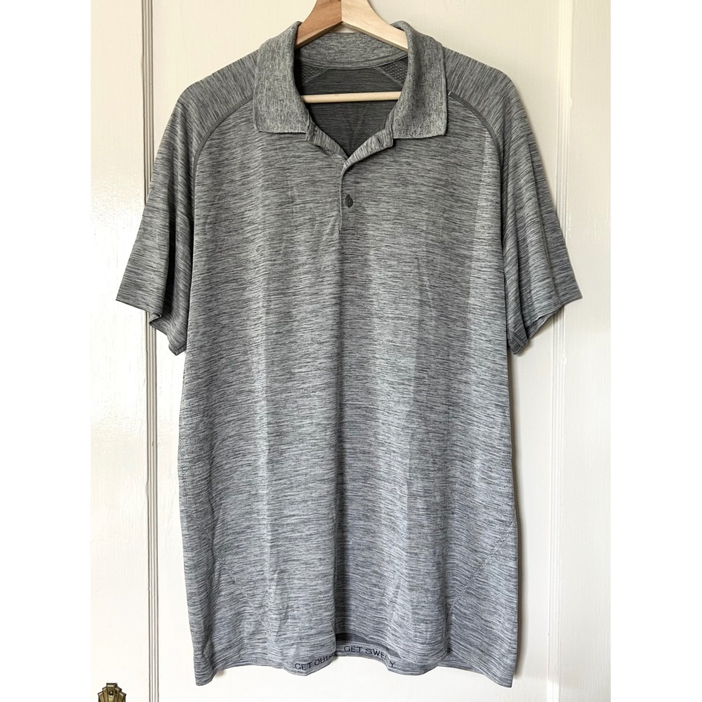 Lululemon Metal Vent Tech Polo Slate White Men's XL Athletic Golf Gym Workout